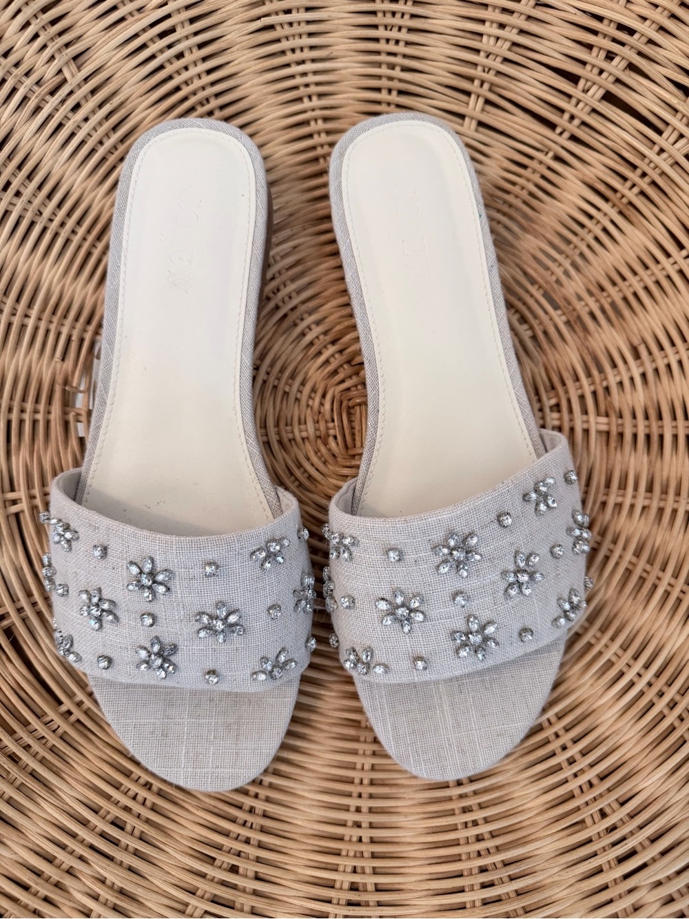 J. Crew Cream Embellished Slide Sandals - Picture 2 of 7